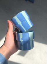 Load image into Gallery viewer, GLAMPING MUGS striped blue (set of 3)