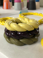 Load image into Gallery viewer, COASTER mini set of 3 aubergine/light yellow/olive