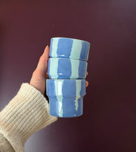 Load image into Gallery viewer, GLAMPING MUGS striped blue (set of 3)
